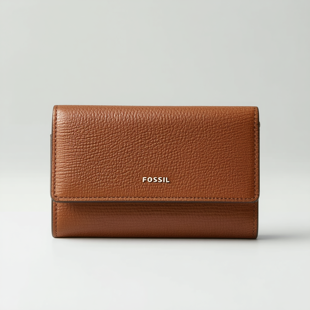 Fossil Womens Blake Leather Flap Bifold Clutch Wallet