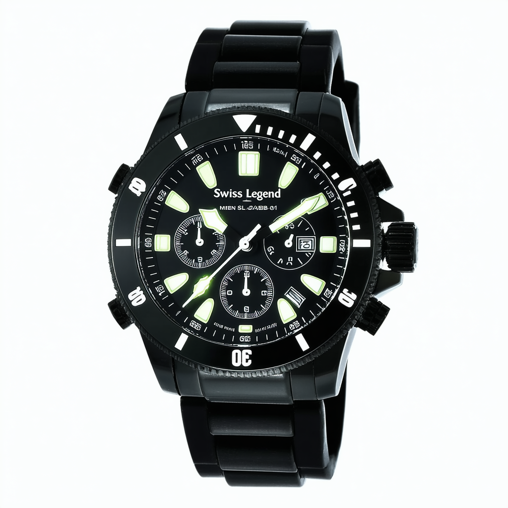 Swiss Legend Men's SL-21344-BB-01 Luminous Analog Display Swiss Quartz Black Watch