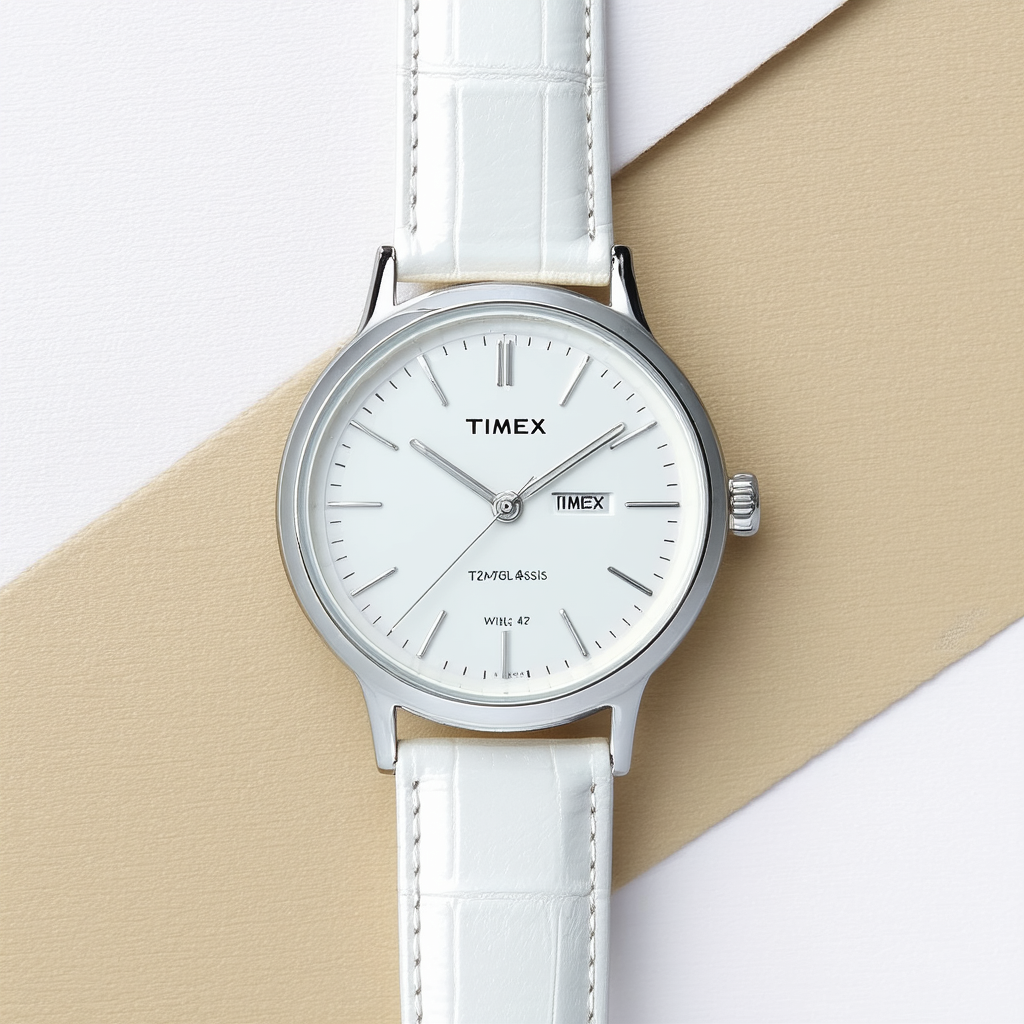 Timex Women's T2M745 Classic White Leather Strap Watch