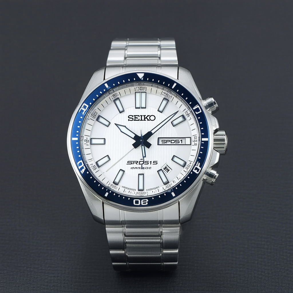 SEIKO SRPD51 5 Sports Men's Watch Silver-Tone 42.5mm Stainless Steel, Blue