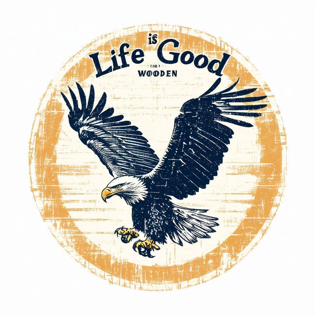 Life is Good Men's Wooden Eagle Circle Cool Tee