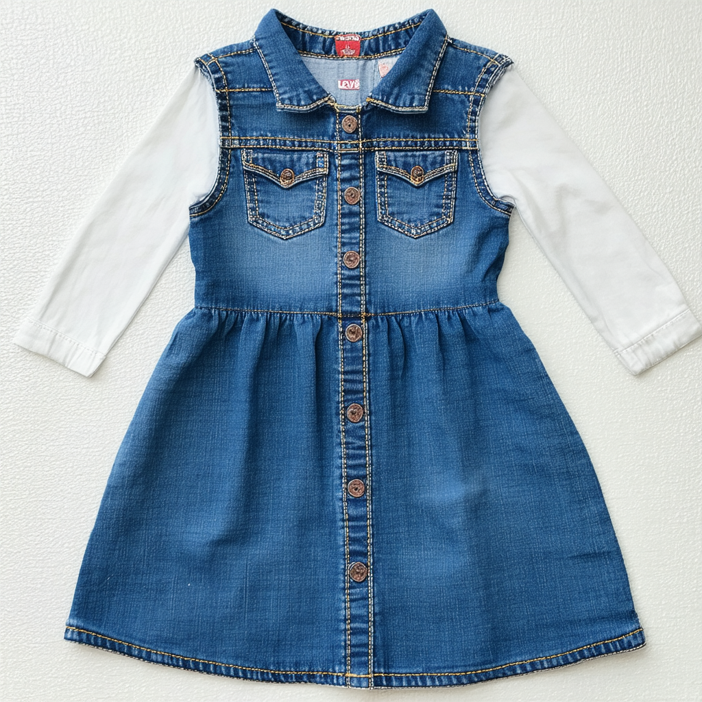 Levi's Girls' Long Sleeve Denim Western Dress