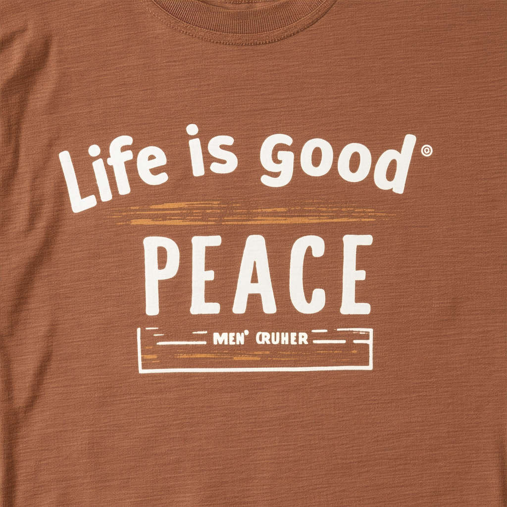 Life is Good Men's Crusher Peace Stacked T-Shirt (Oak Brown)