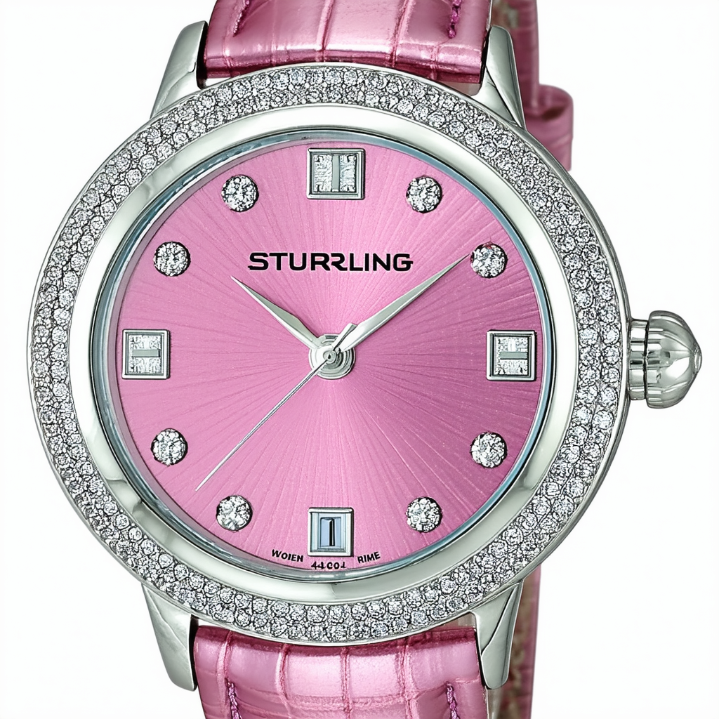 Stuhrling Original Women's 414L.02 Classic Ascot Prime Watch with Pink Dial and Swarovski Crystals