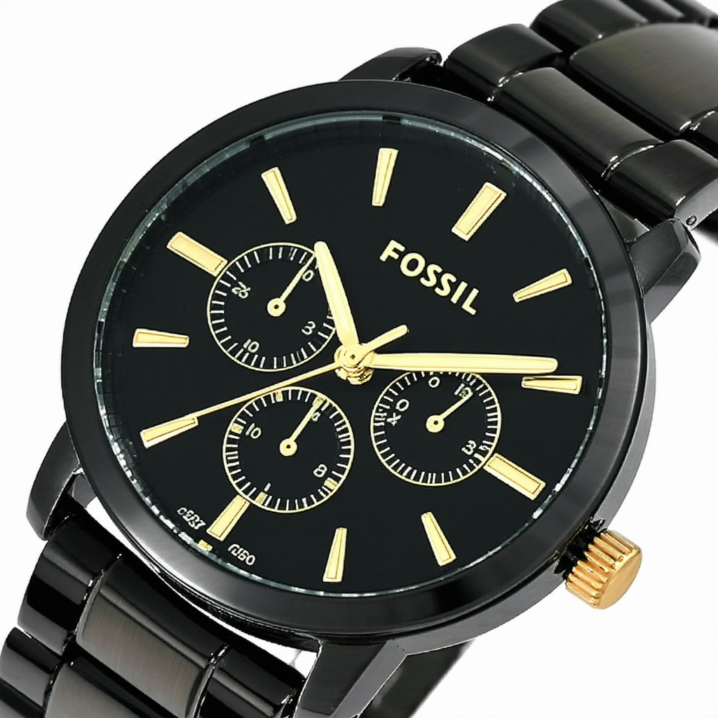 Fossil Women's ES3638 Virginia Three-Hand Stainless Steel Watch - Black with Gold-Tone Accents