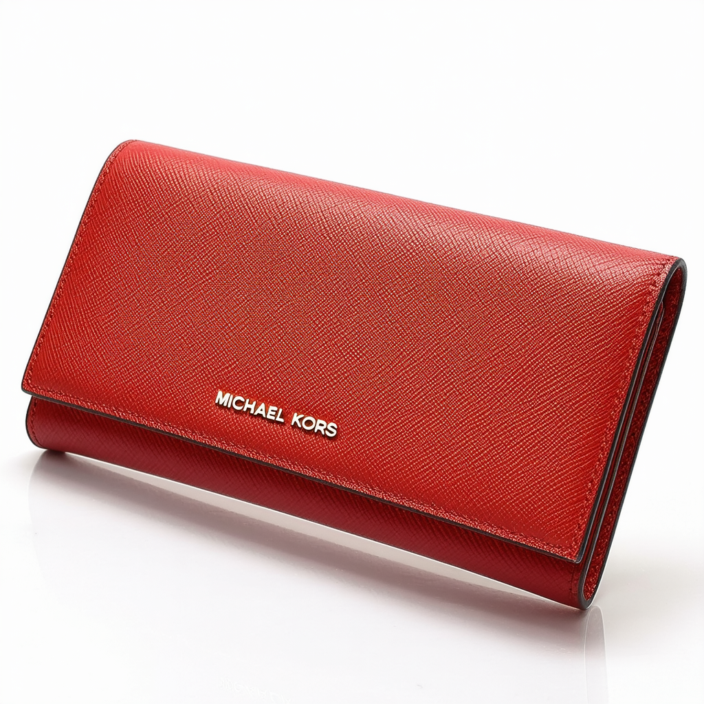 Michael Kors Jet Set Travel Large Slim Wallet in Red Saffiano Leather