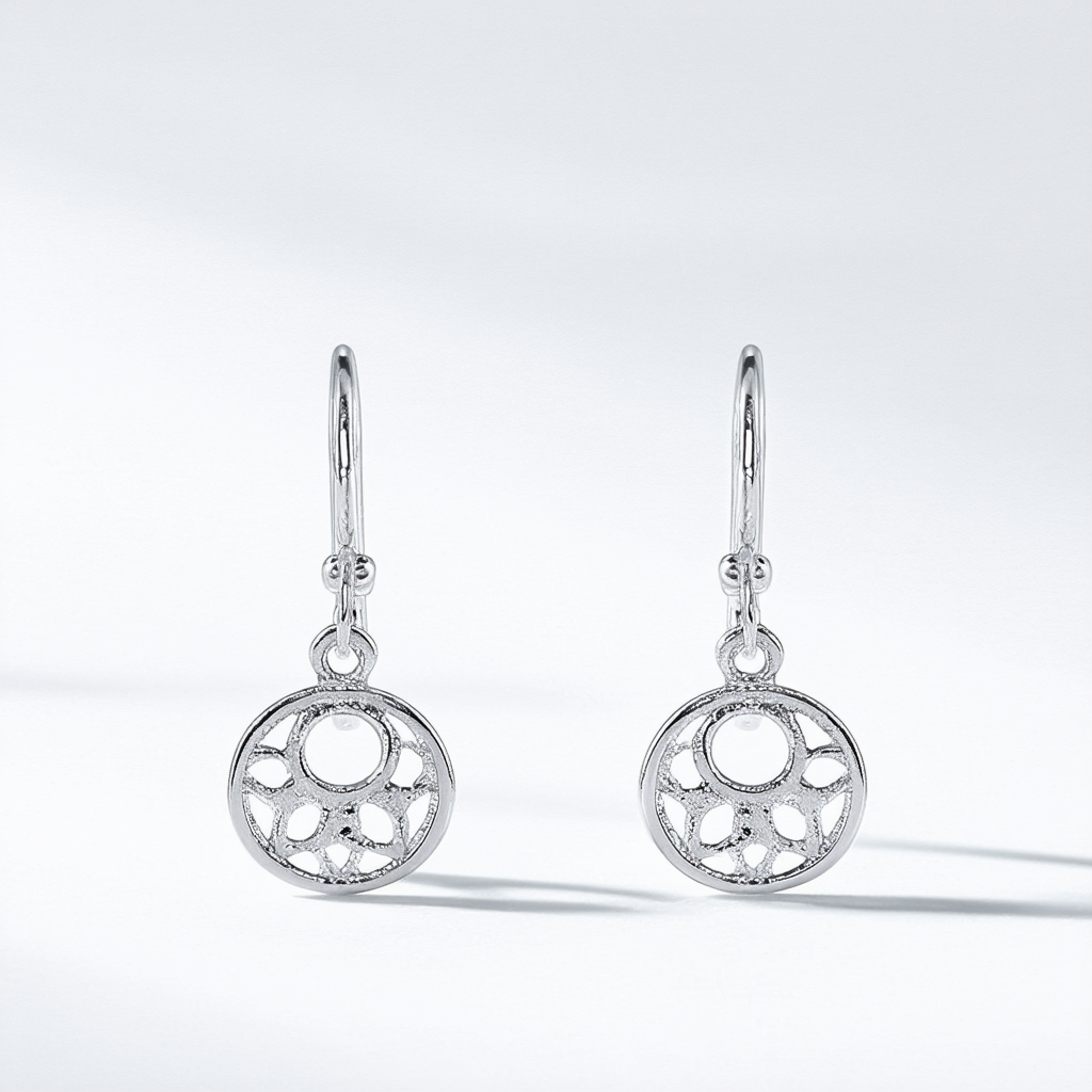 Amazon Collection Sterling Silver Filigree Open Circle Drop Earrings