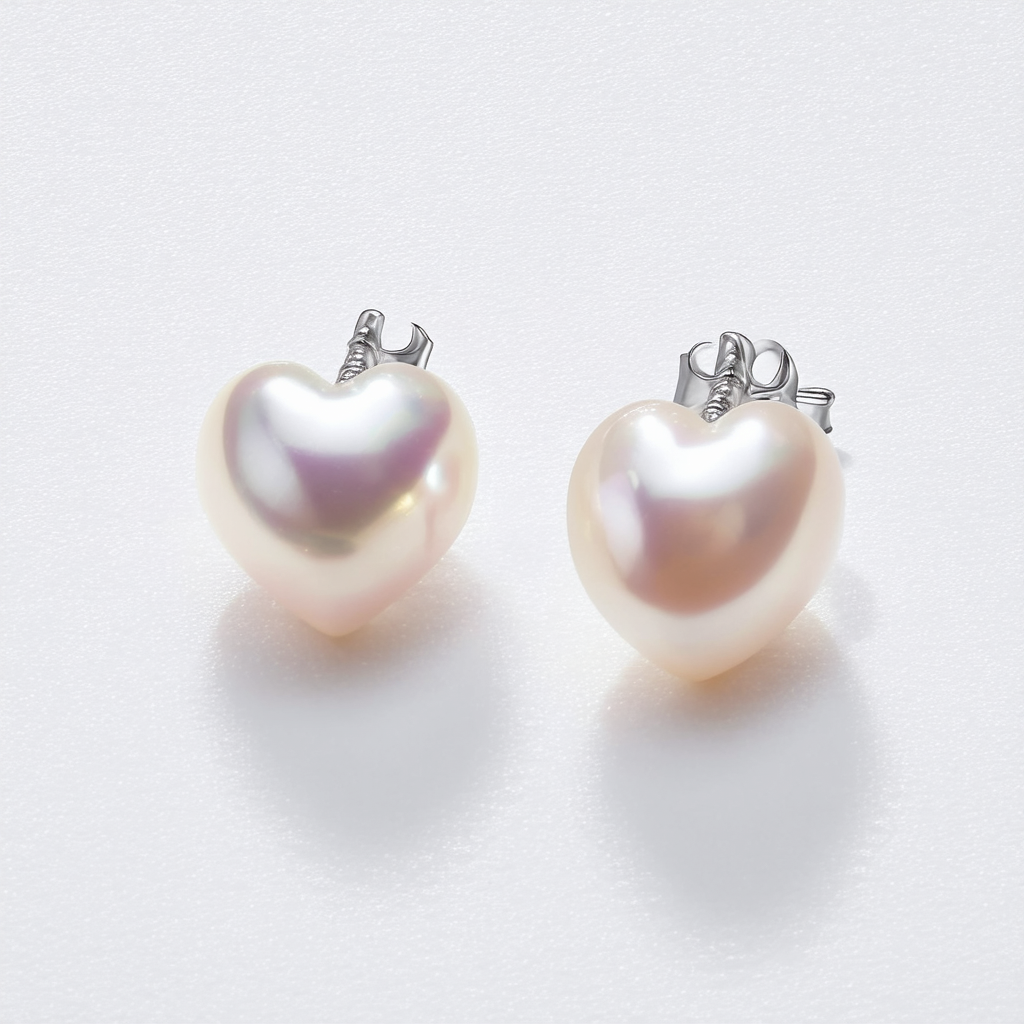 Amazon Collection Sterling Silver Freshwater-Cultured Pearl Heart Earrings