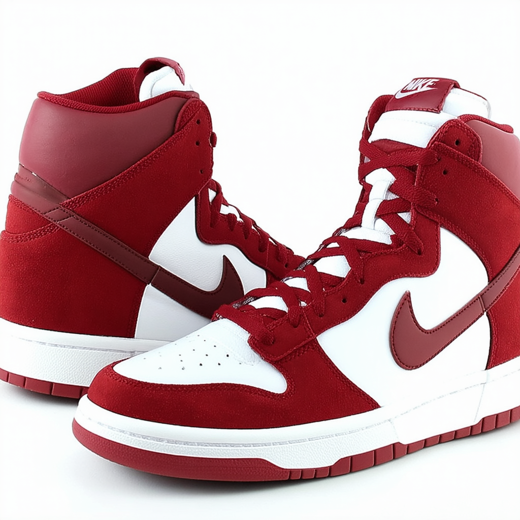NIKE Women's Shoes Dunk Sky Hi Print Wedges Noble Red 543258-601