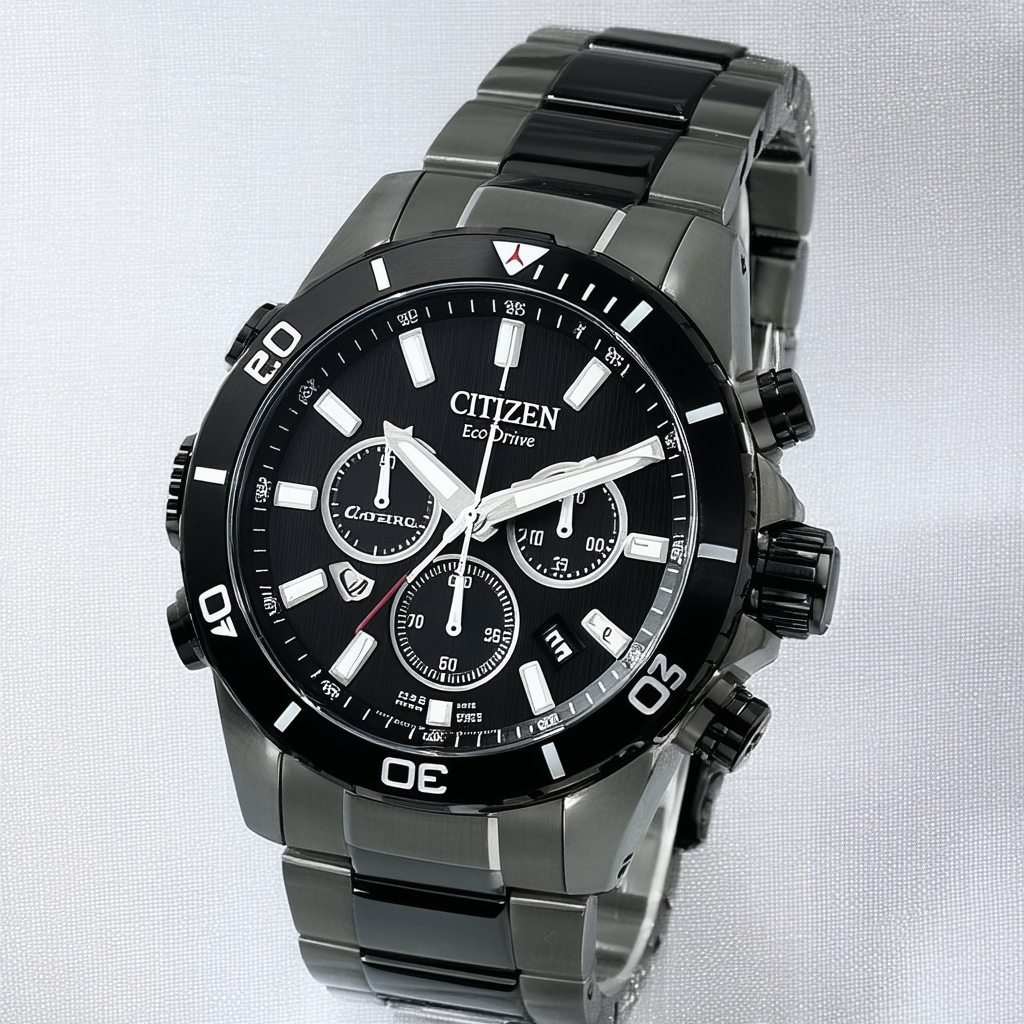 Citizen Men's Eco-Drive Sport Luxury Armor Watch in Super Titanium, Black Dial (Model: CA7058-55E)