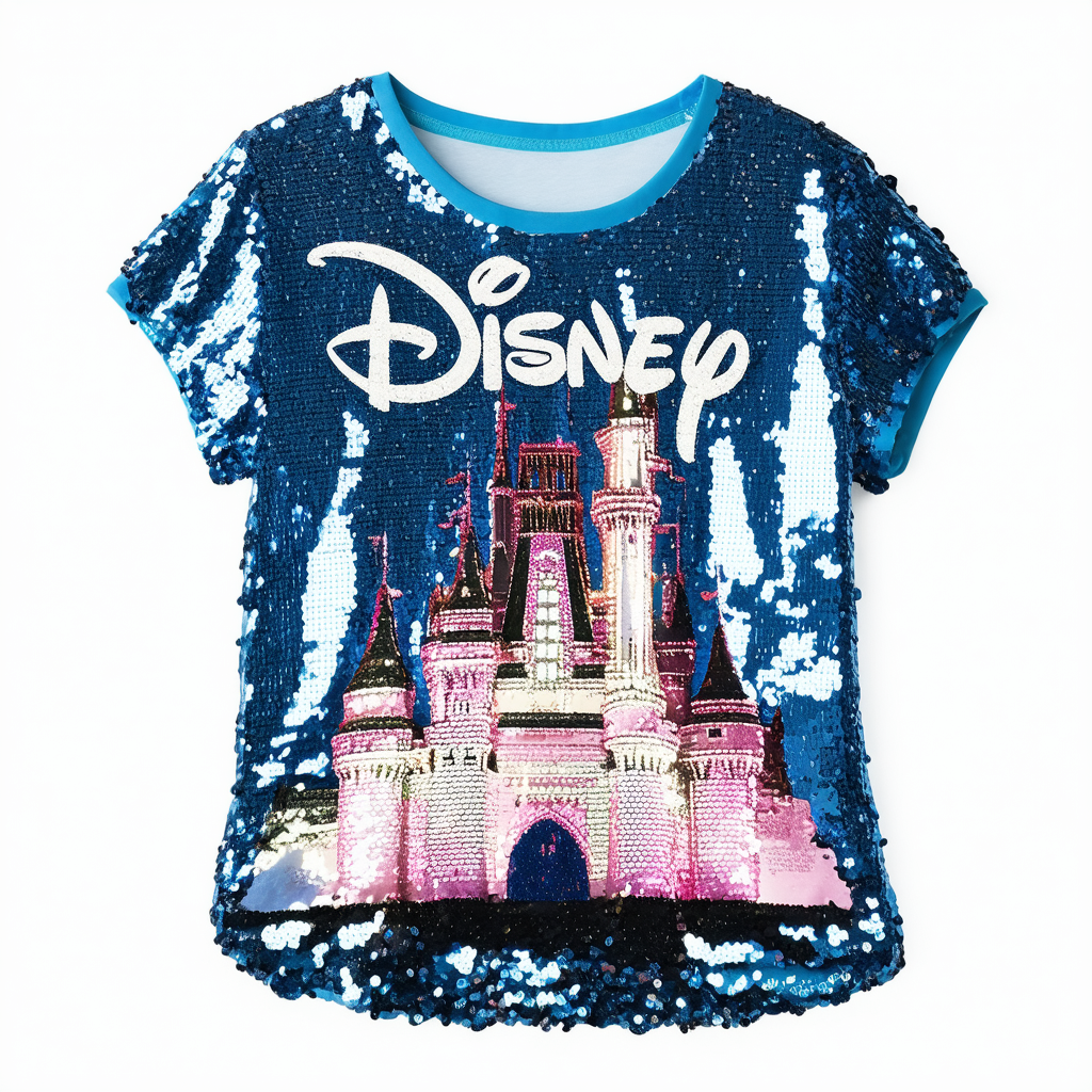 Disney Walt Pictures Logo Flip Sequin T-Shirt for Girls