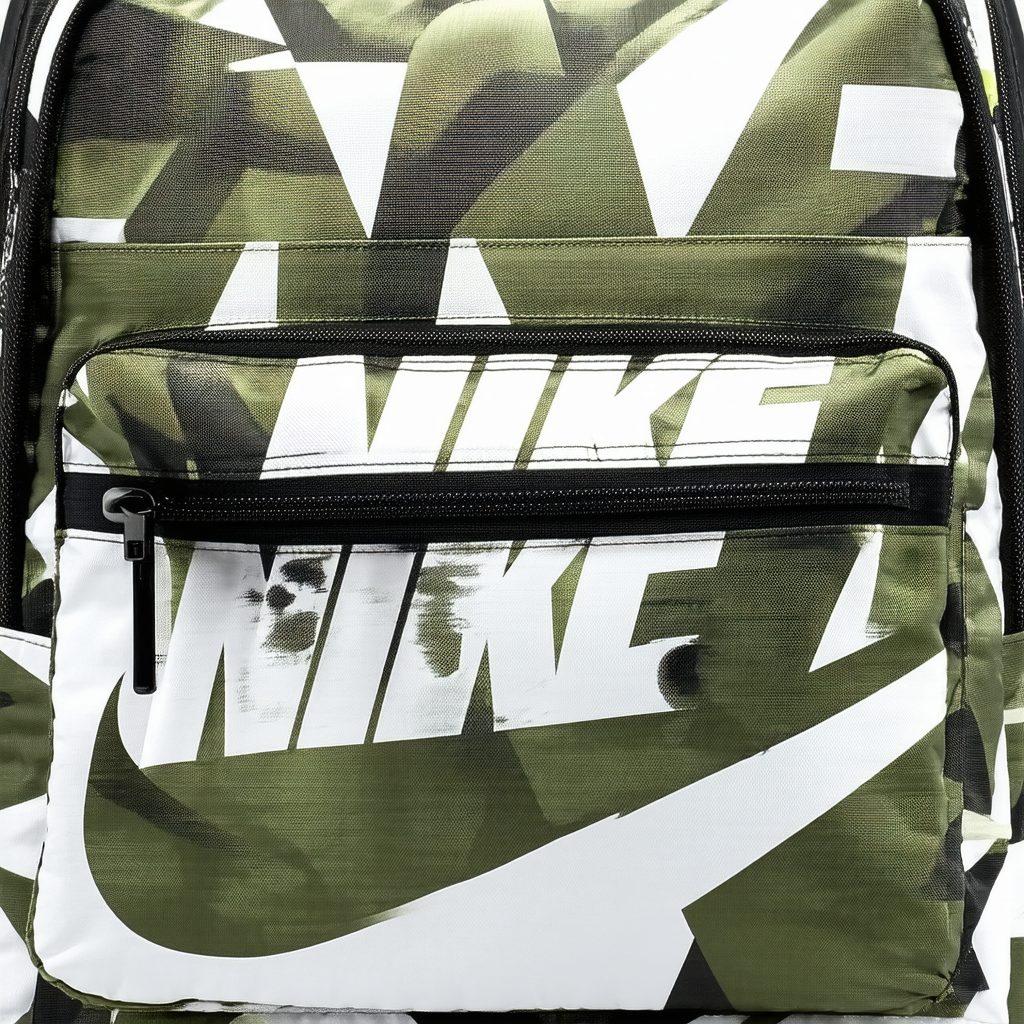 NIKE Brasilia X-Large Backpack - All Over Print, Neutral Olive/Black/White, X-Large