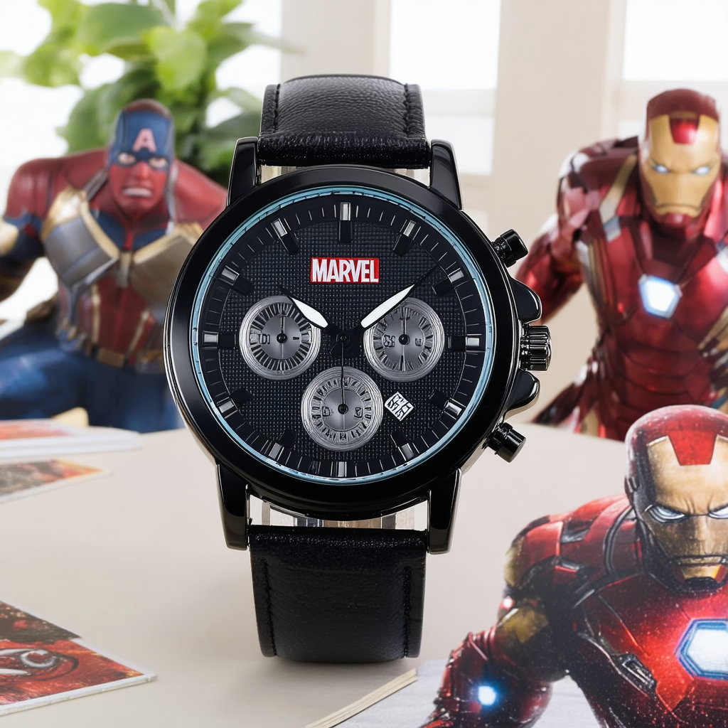 Marvel Men's W002637 Avengers Analog Display Analog Quartz Black Watch