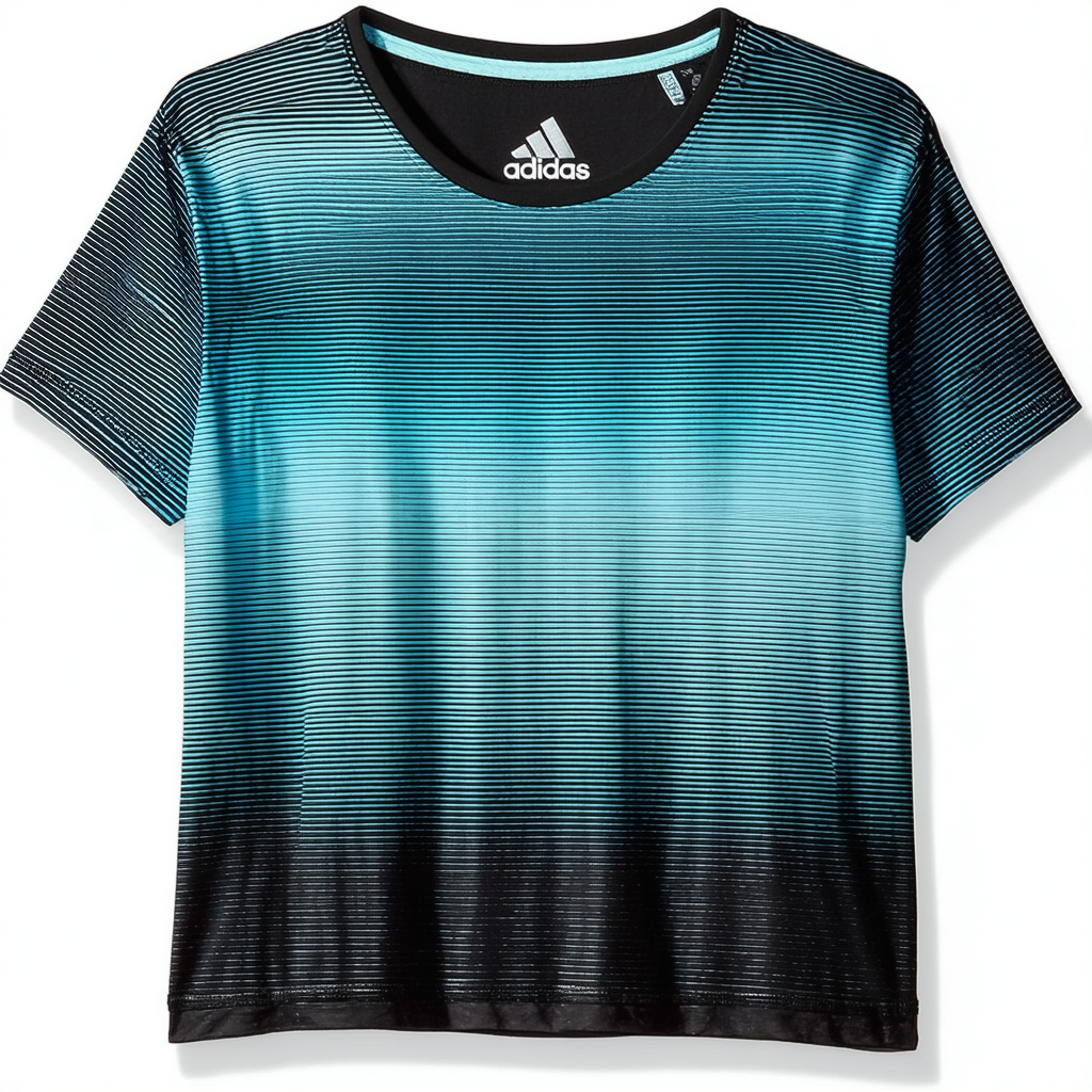 adidas Girls' Big Short Sleeve Scoop Neck Tee T-Shirt, Black Linear Ombre, X-Large