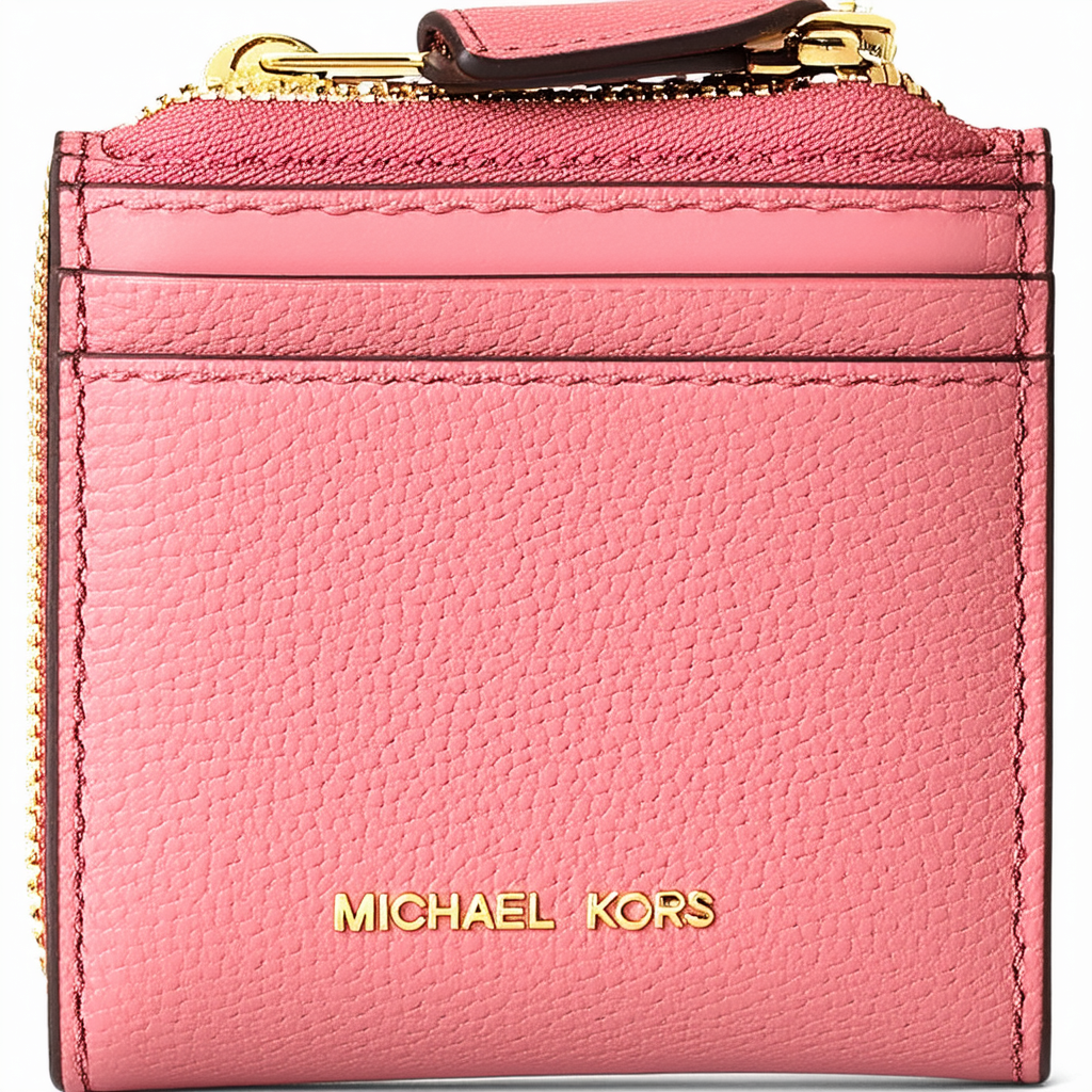 Michael Kors Jet Set Travel Medium Top Zip Card Case Wallet Coin Pouch Rose Pink