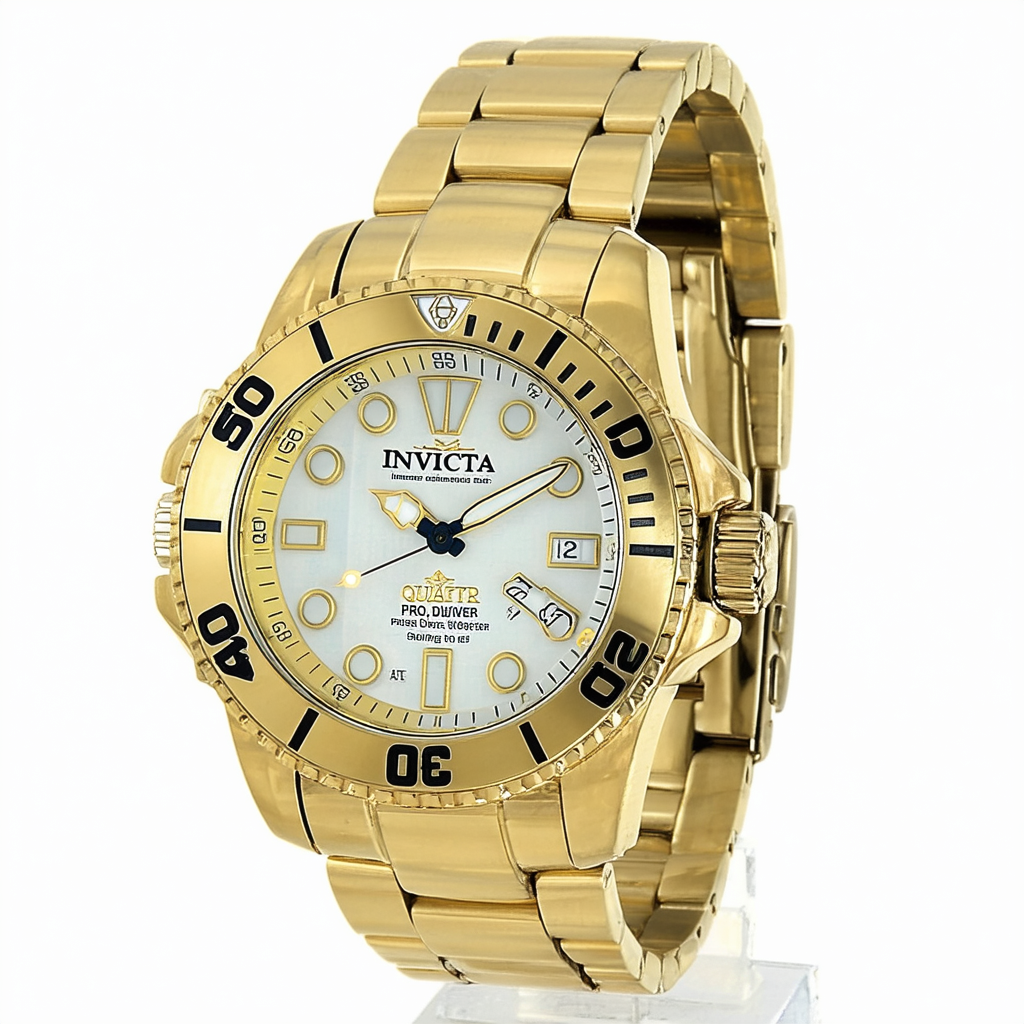 Invicta Men's Pro Diver Quartz Diving Watch with Stainless-Steel Strap, Gold, 22 (Model: 23382)