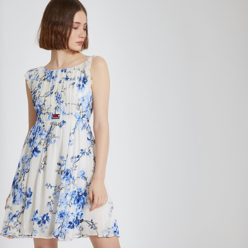 Tommy Hilfiger Women's Porcelain Floral Chiffon Dress