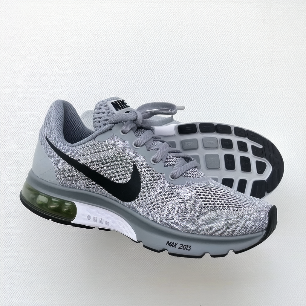 Nike Kid's Max 2013 Running Sneaker GS 555426 001 Strata Grey Black Cool Grey
