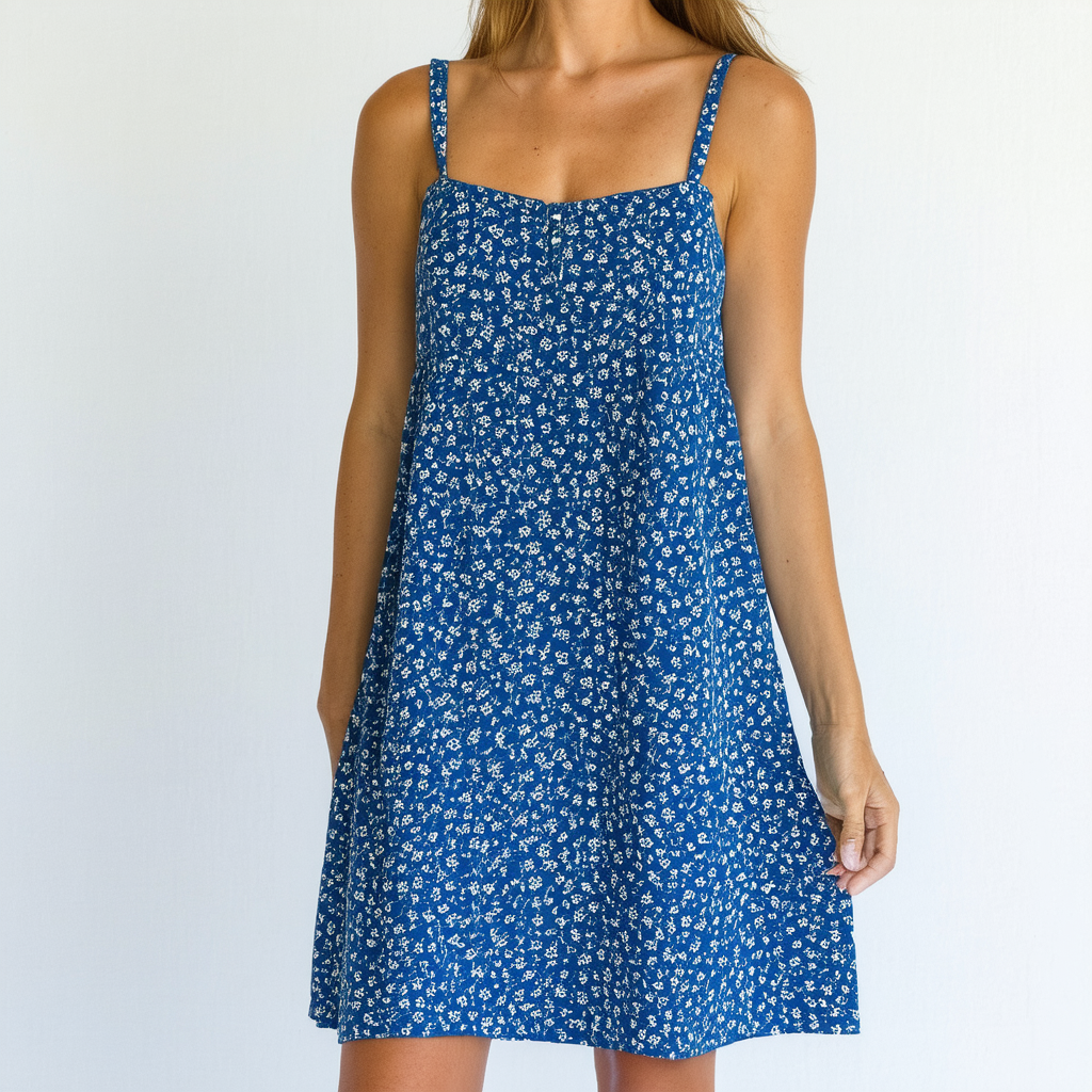 Life is Good Women's Floral Calico Dress (True Blue), 14