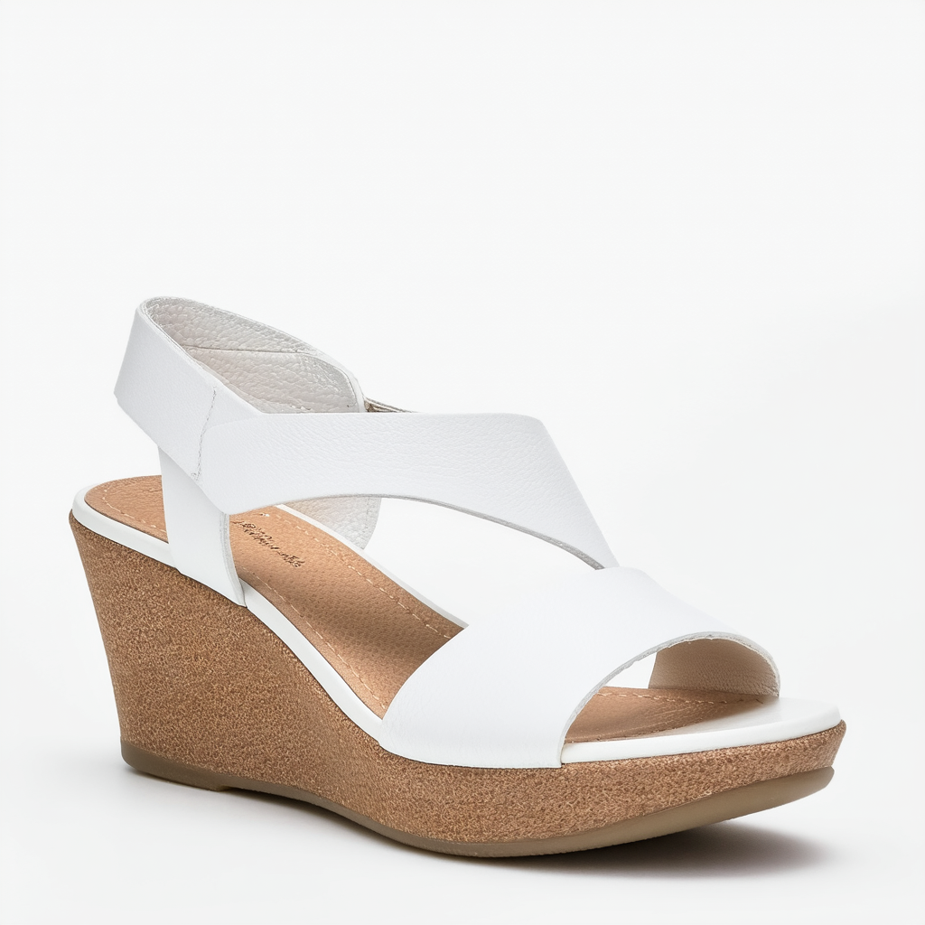 Clarks womens Annadel Bari wedges sandals, White Leather, 9.5 Wide US