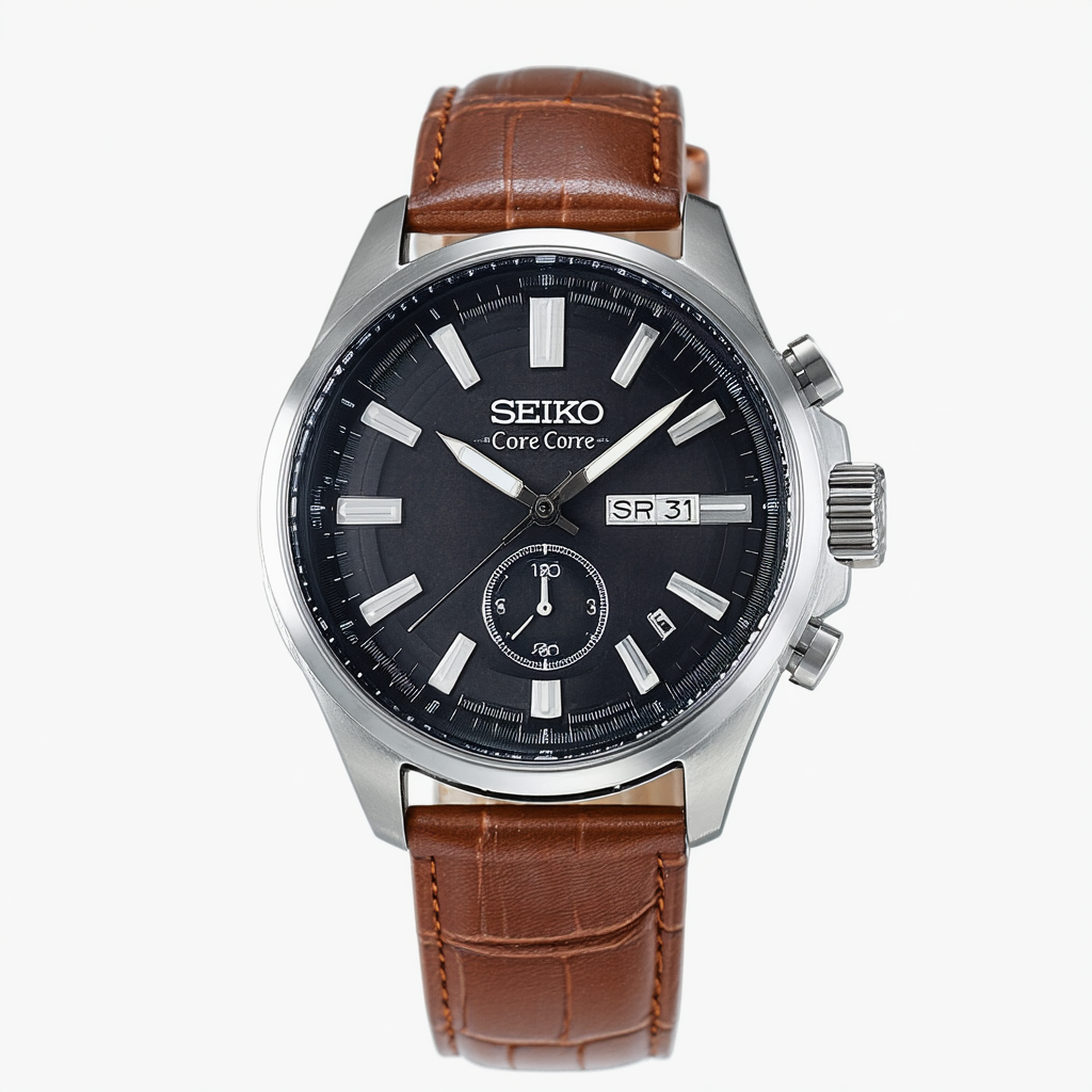 Seiko Core Men's (SRP713) Japanese Automatic Stainless Steel and Leather Casual Watch, Brown