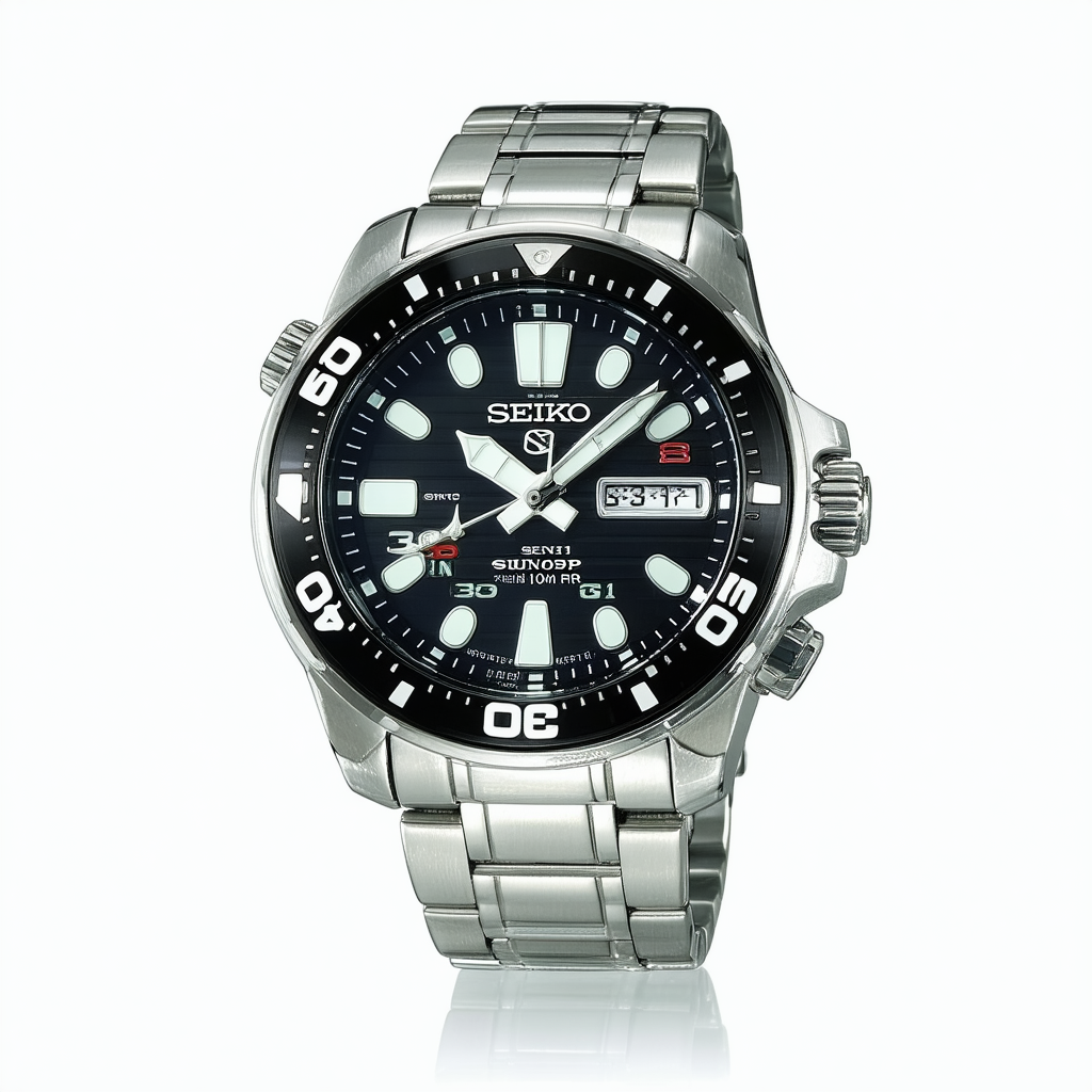 Seiko SUN033P1 Men's Kinetic Gmt,Steel Case & Bracelet,100m WR SUN033