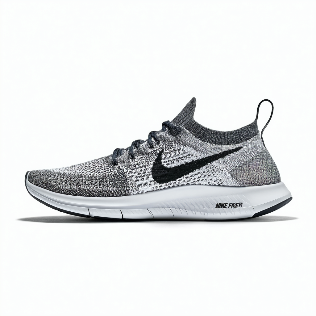 Nike WMNS Free Rn Flyknit 2018 Womens Bq8449-200, Moon Particle / White-black, Size 8