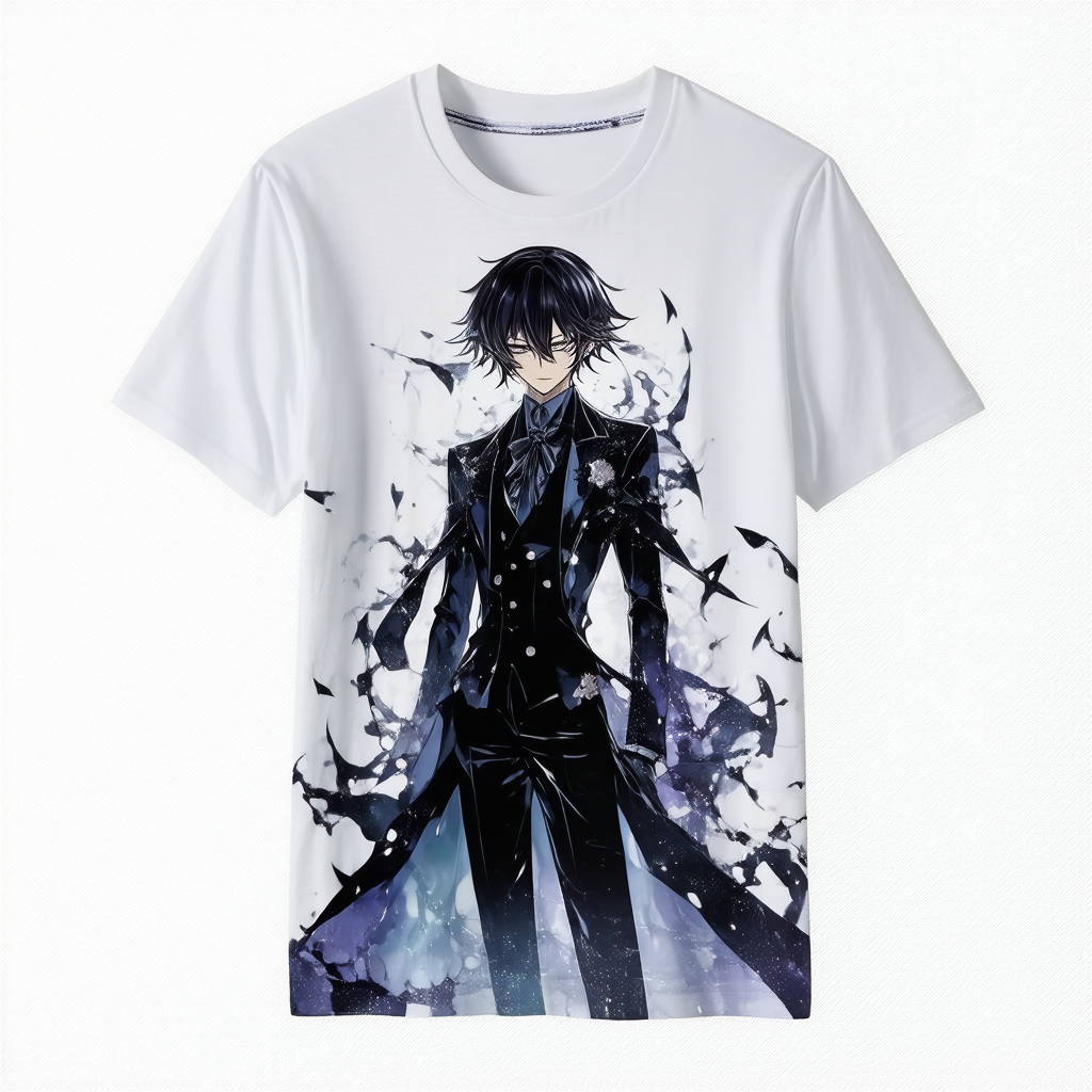Black Butler Anime Mens Short Sleeve Black Graphic Tee
