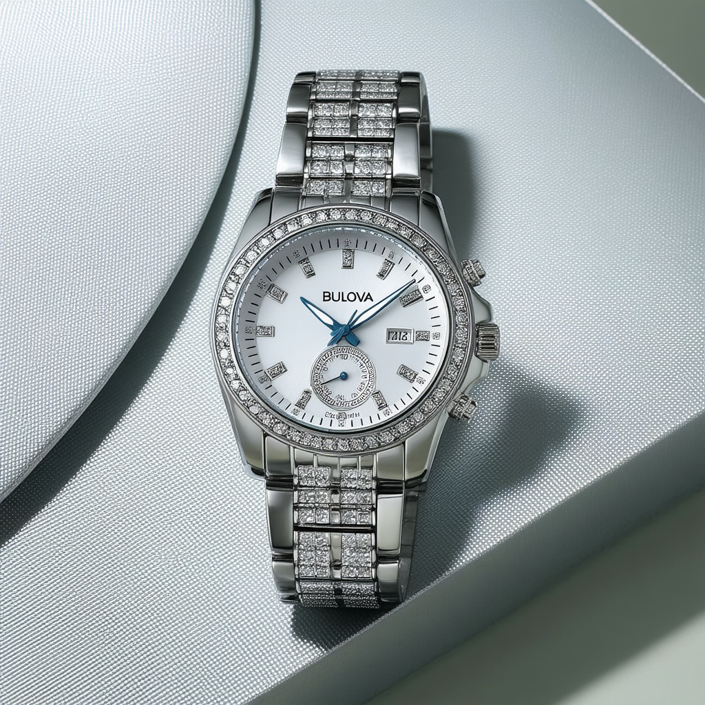 Bulova Men's 98B251 Swarovski Crystal Stainless Steel Watch