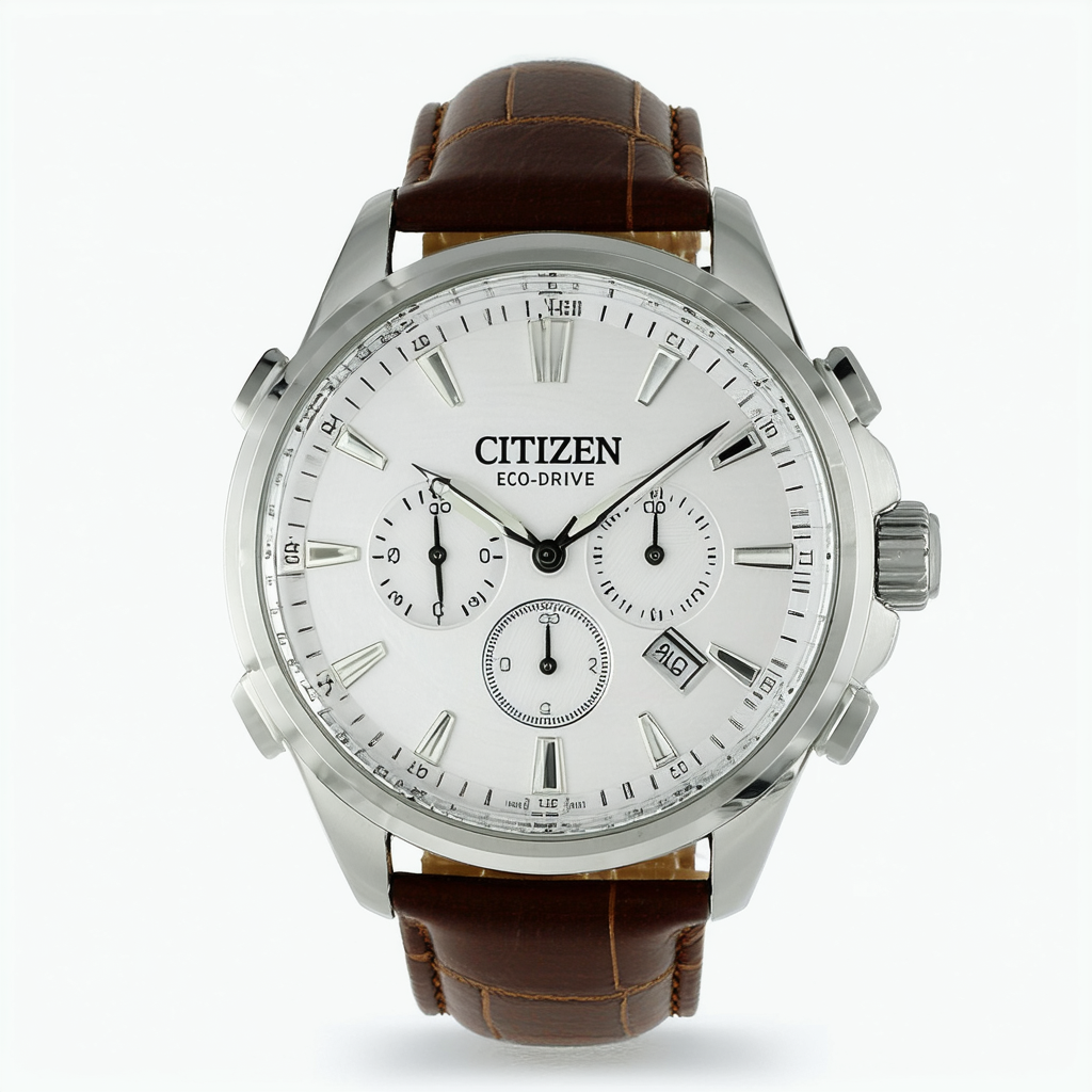 Citizen Men's Eco-Drive Stainless Steel and Leather Watch, AO9023-01A