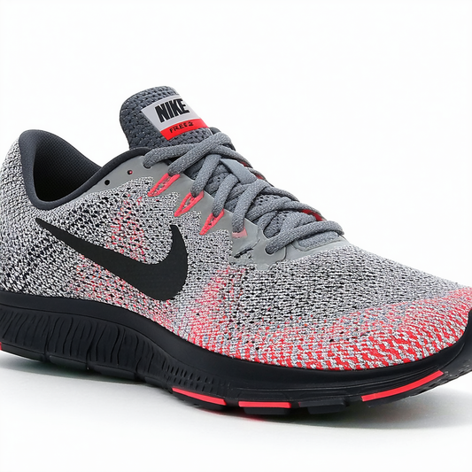 Nike Men's Free 5.0 Print Running Shoes Tumbled Grey/Reflect Silver/Crimson Color Size 9.5 US