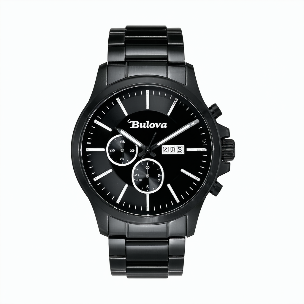 Caravelle by Bulova Men's 45B004 Bracelet Black Dial Watch