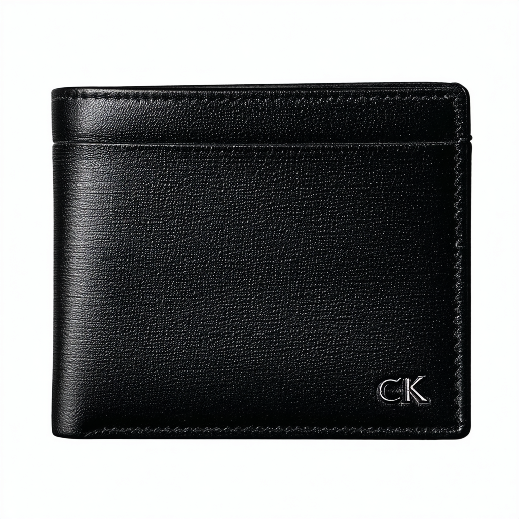 Calvin Klein CK Logo Mens Wallet Billfold Bifold Genuine Leather Black Boxed