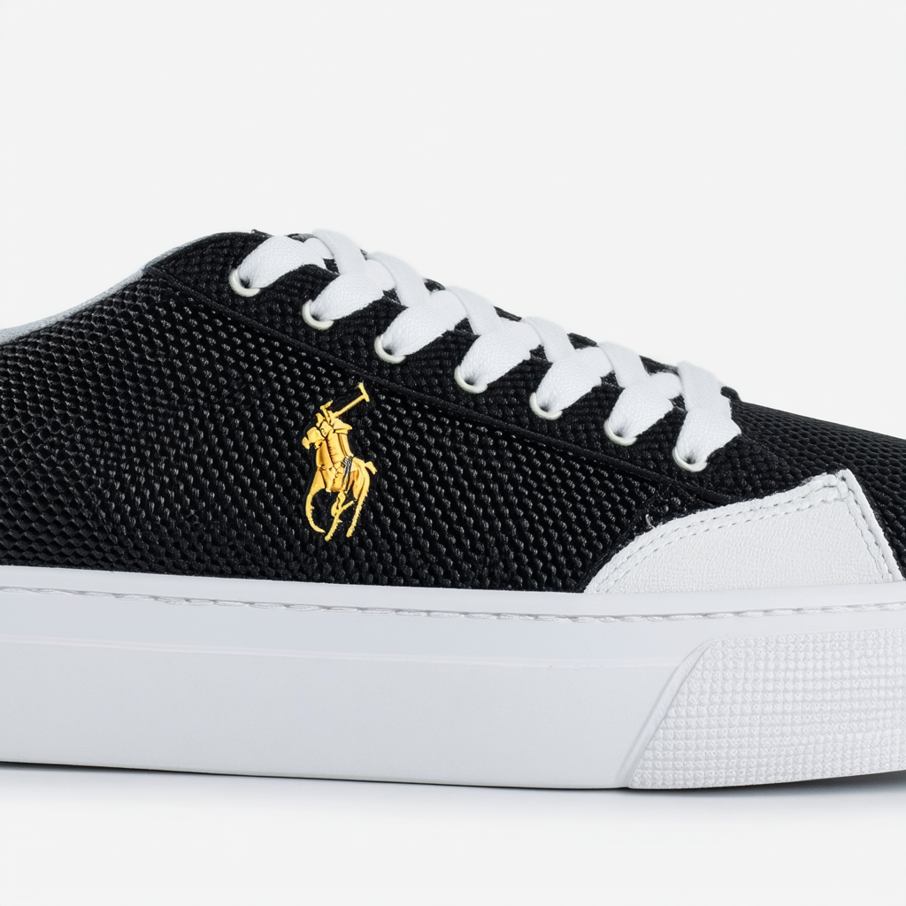 Polo Ralph Lauren Mens Felixstow Honeycomb Black Sneaker -
