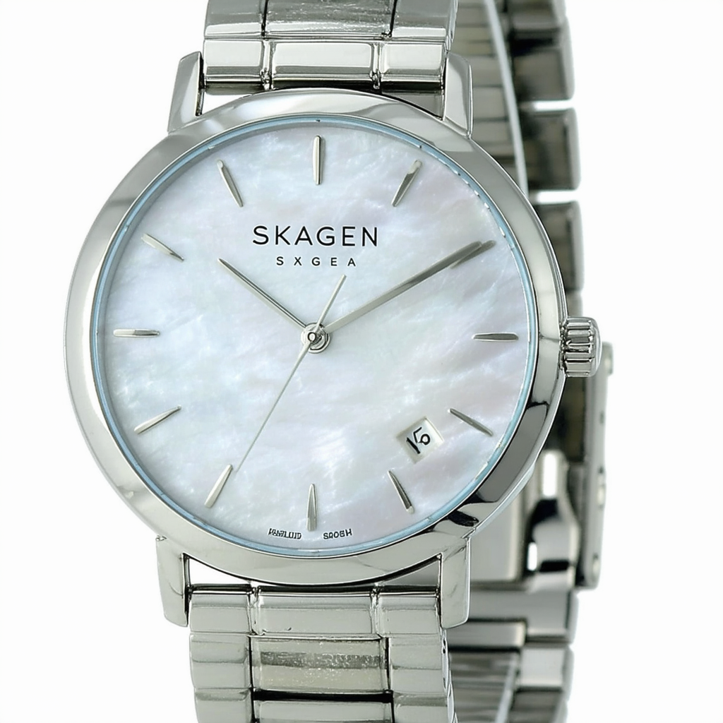 Skagen Women's 233XSCLW Ceramic Mother-Of-Pearl Dial Watch
