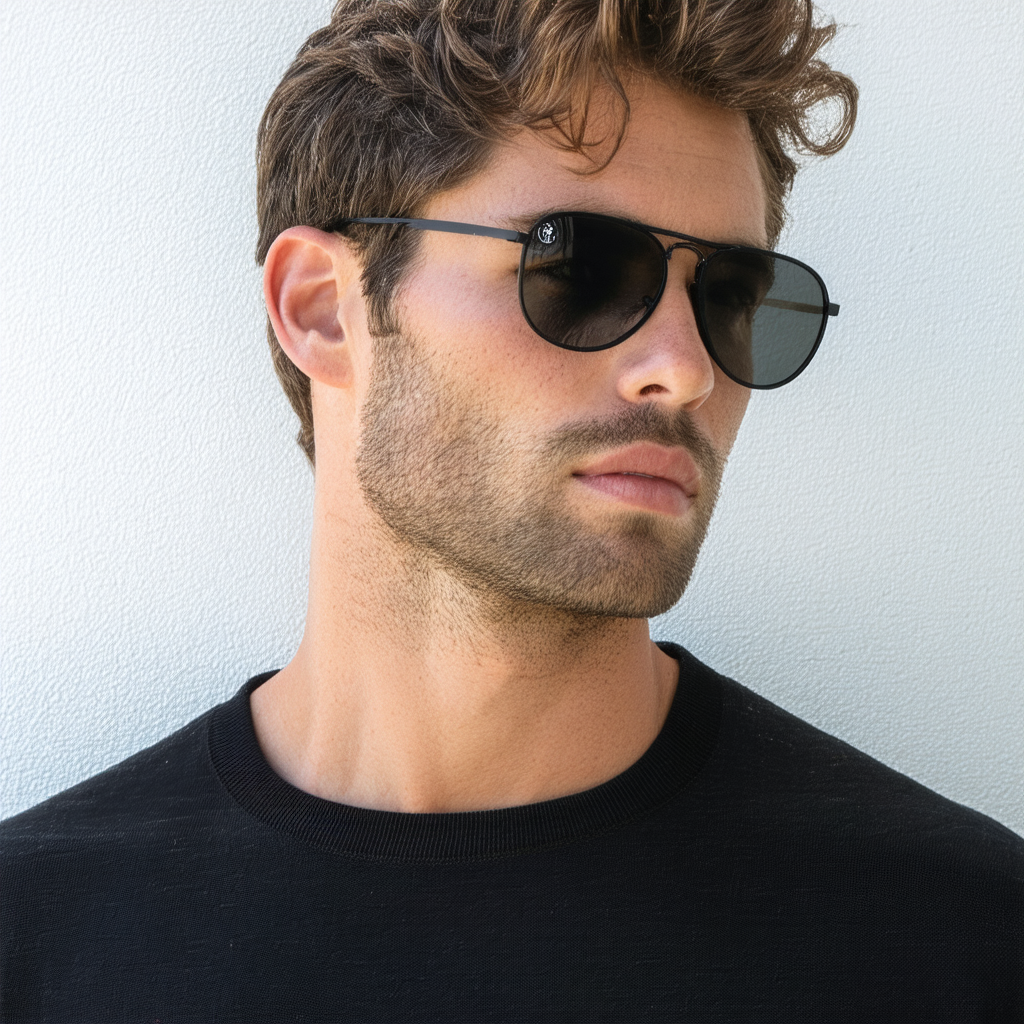 Polo Ralph Lauren Men's PH3102 Metal Aviator Sunglasses, Semishiny Black/Polarized Dark Grey, 59 mm