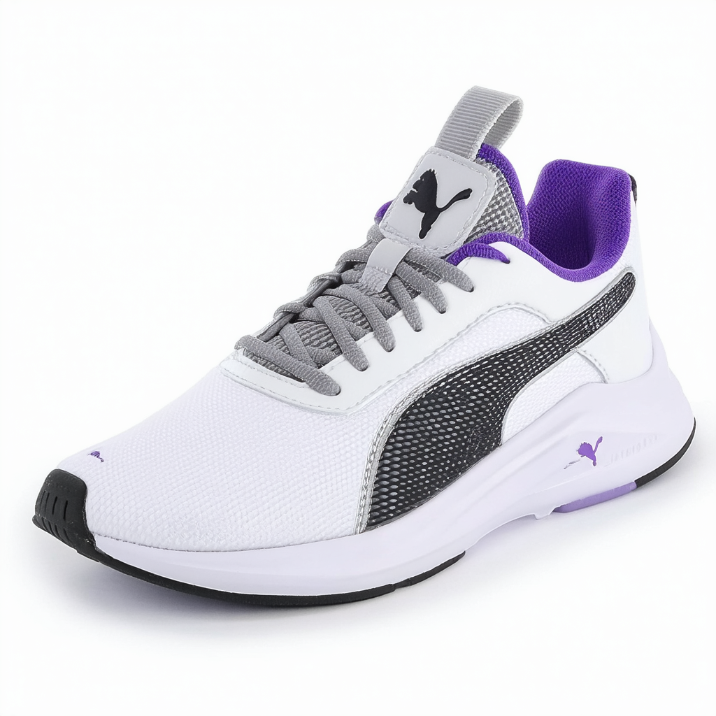 PUMA Unisex-Child Pure Jogger Sneaker, White Silver Black-Gray Violet, 6 M US Big Kid