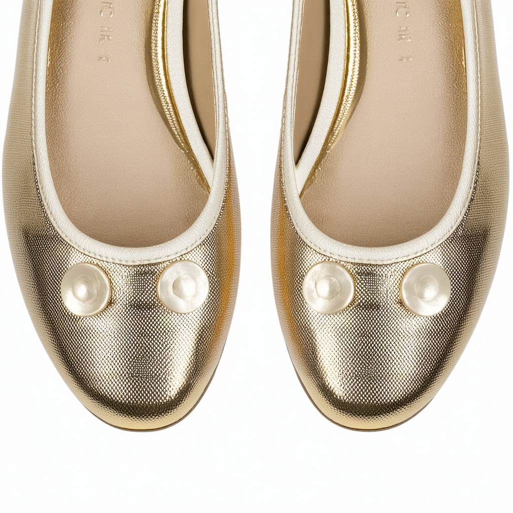 Anne Klein Sport Women's Buttons Patent Ballet Flat,Gold,10 M US