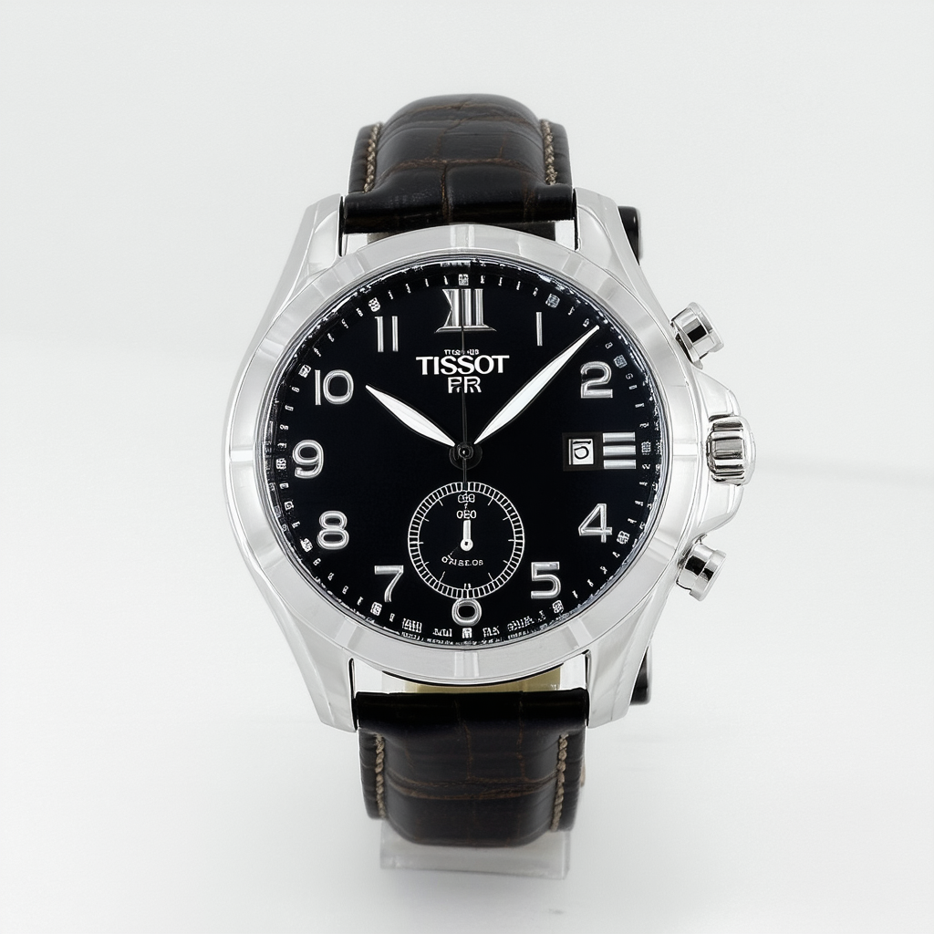 Tissot PR100 Black Dial SS Leather Quartz Men's Watch T1014101644100
