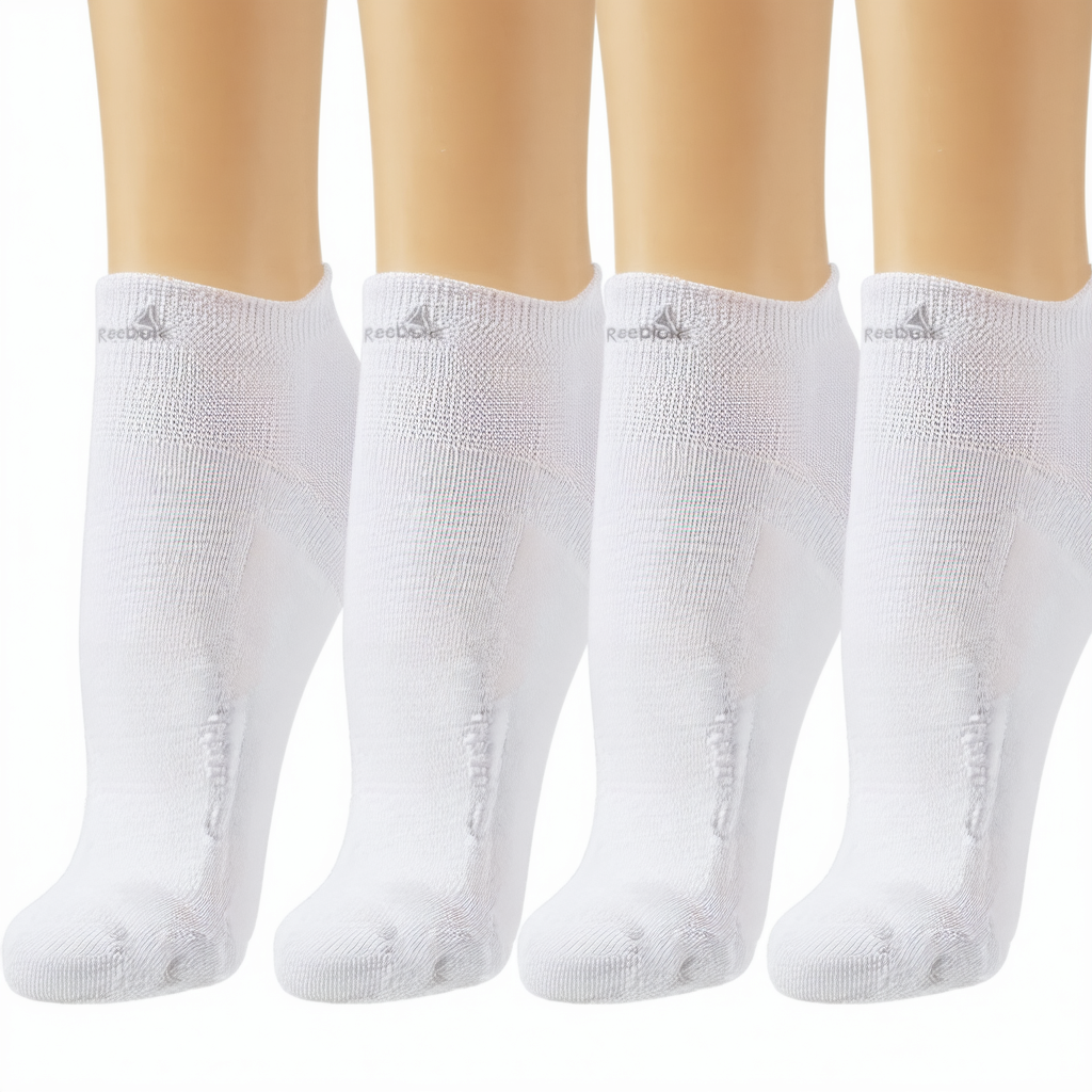 Reebok Women's 6 Pack No Show Liner Socks with Non-Slip Grip (White 2)