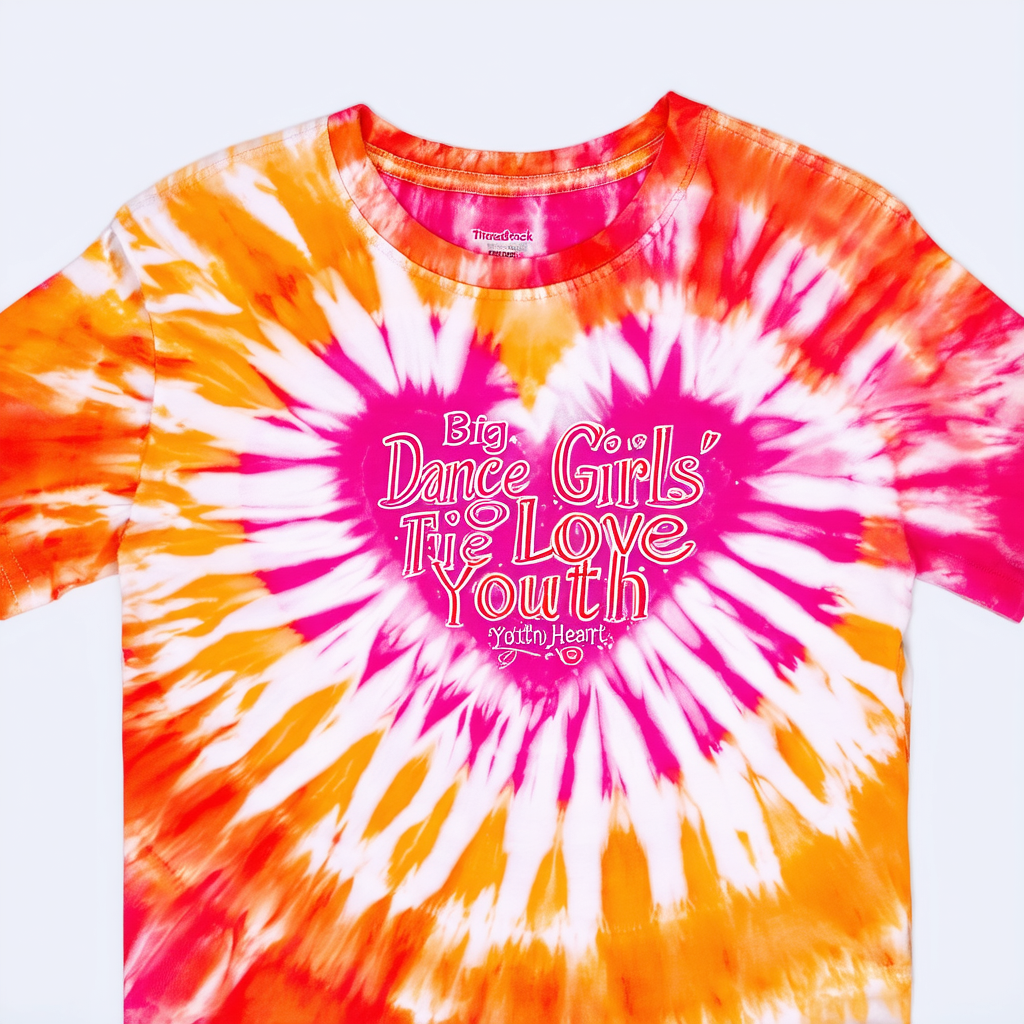 Threadrock Big Girls' Dance Heart Love Youth Tie Dye T-Shirt