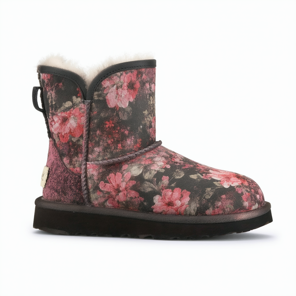 UGG Australia Women's Classic Mini Floral Grunge Sheepskin Boot