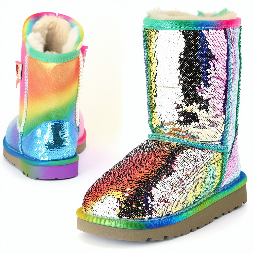 UGG Unisex-Child Classic Ii Sequin Rainbow Boot