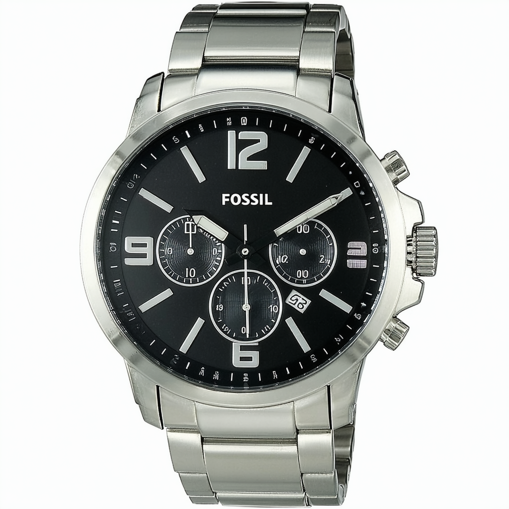 Fossil Men's AM4368 Stainless Steel Analog with Black Dial Watch