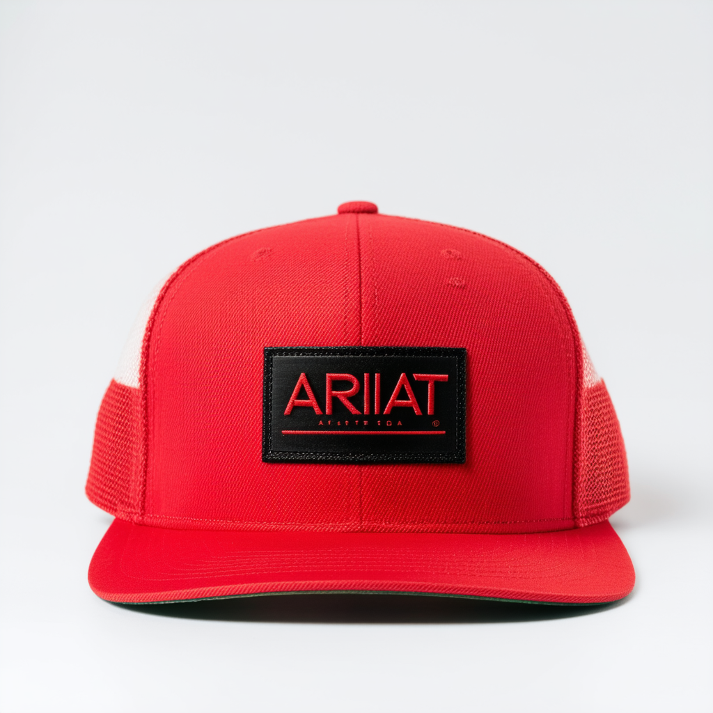 ARIAT Men's Red Snapback Rubber Logo Patch Cap