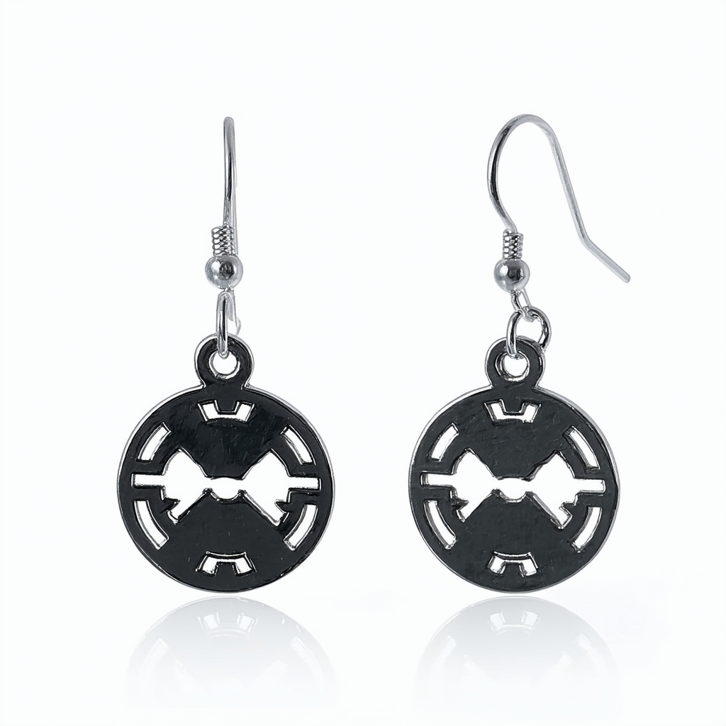 Women's Stainless Steel Star Wars Imperial Symbol. Hook Dangle Earrings.