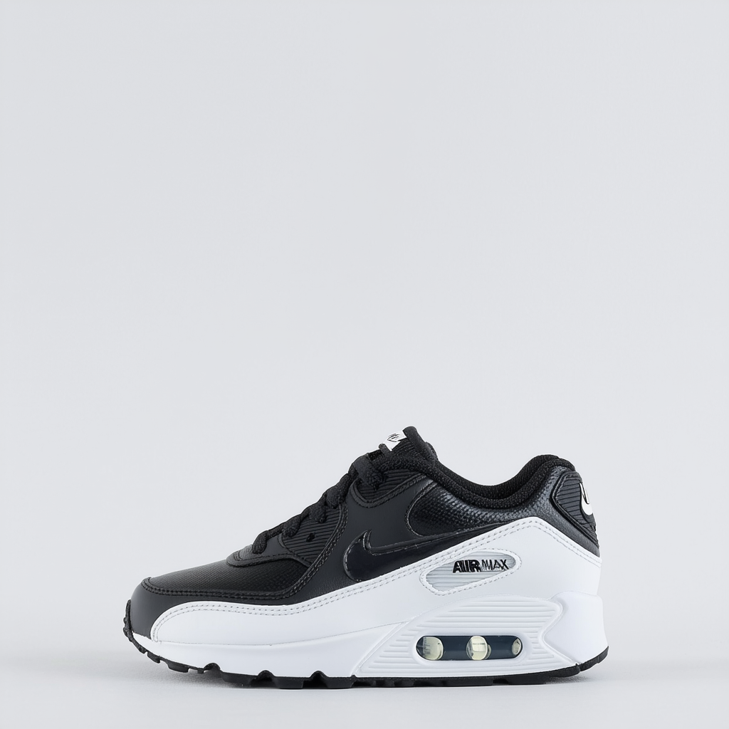 Nike 833412-402 Kid's Air Max 90 Leather Running Shoes, Black, 4 M US Big Kid