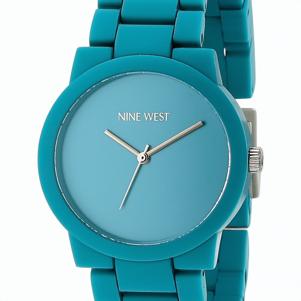 Nine West Women's NW/1678TLTL Matte Teal Rubberized Metal Bracelet Watch