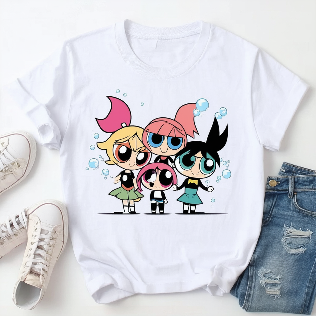 Fifth Sun Girl's The Powerpuff Girls Bubbles T-Shirt