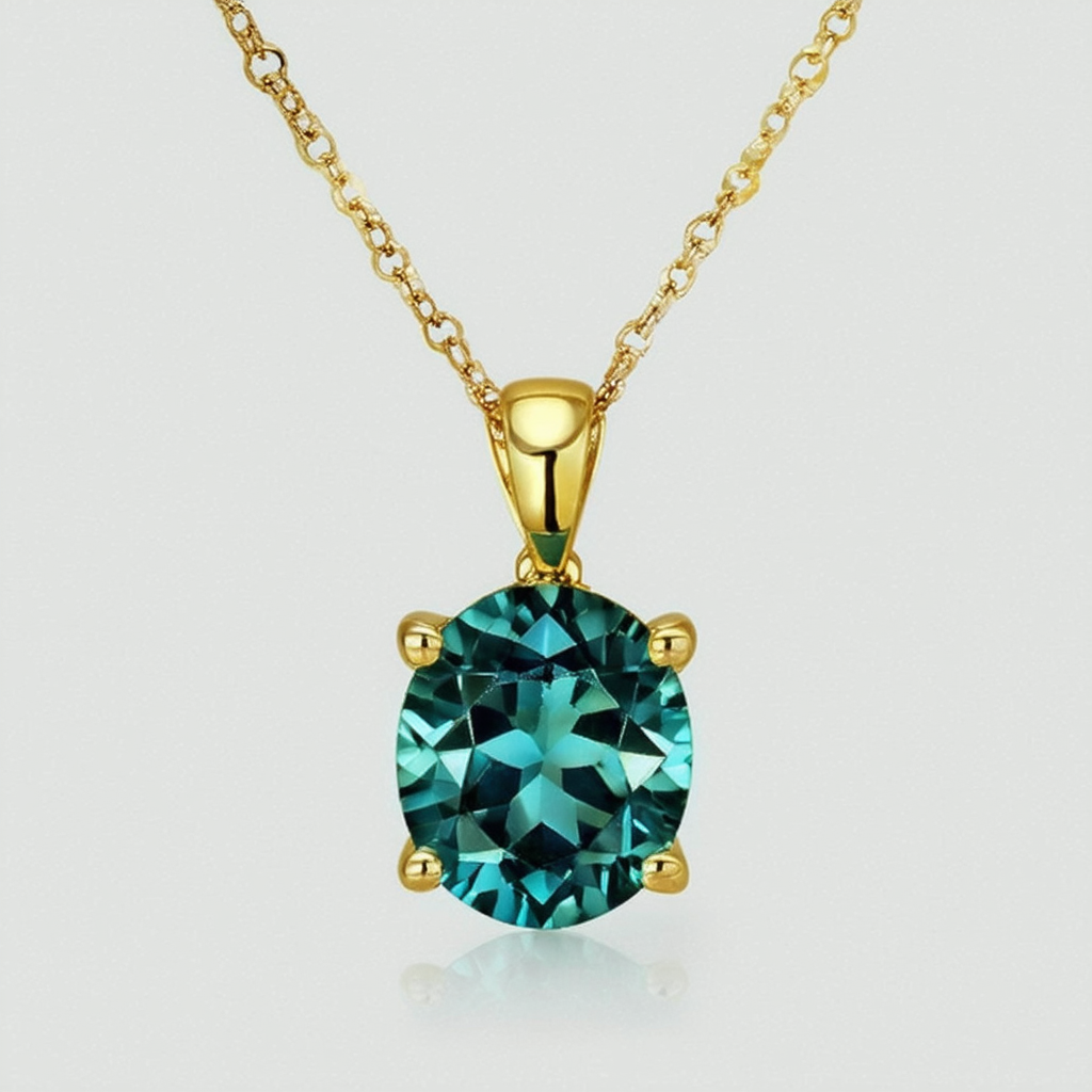 Amazon Collection 10k Yellow Gold Lab-Created Alexandrite Pendant
